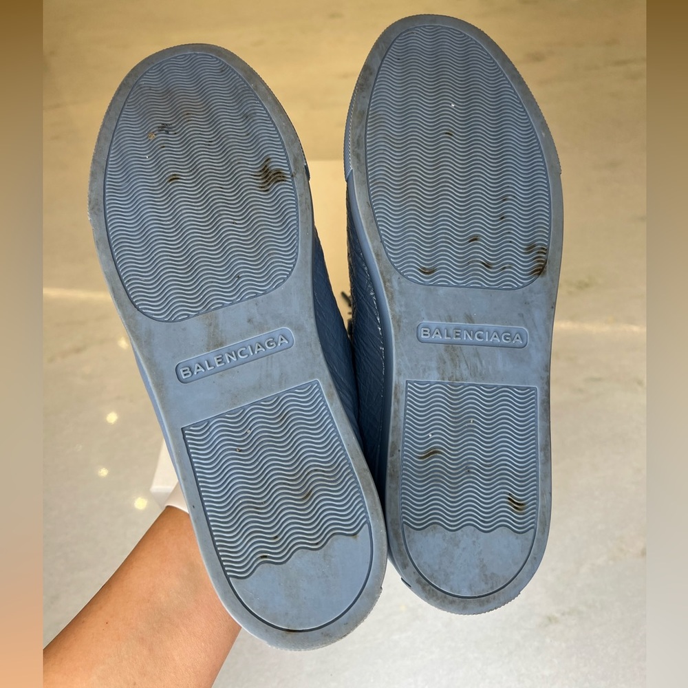 BALENCIAGA WOMENS SNEAKER PELLE ARENA GRIS TITANE TEAL SZ EU 39C - Picture 9 of 11